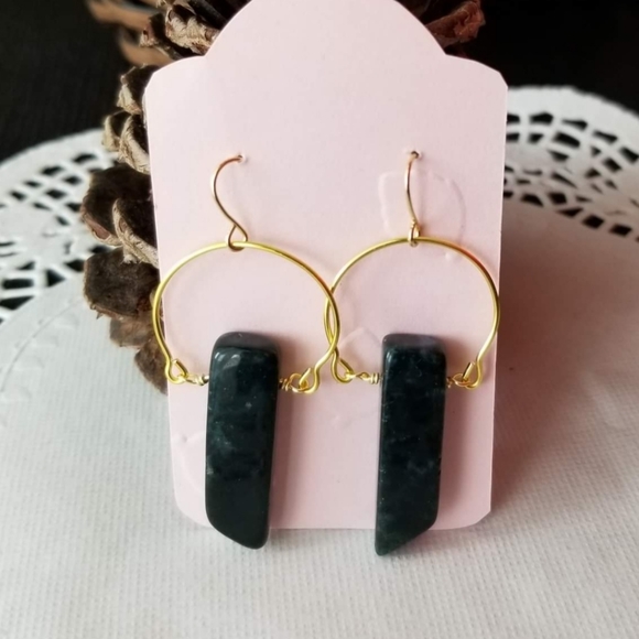 Handmade Green Moss Agate Earrings - Picture 1 of 5